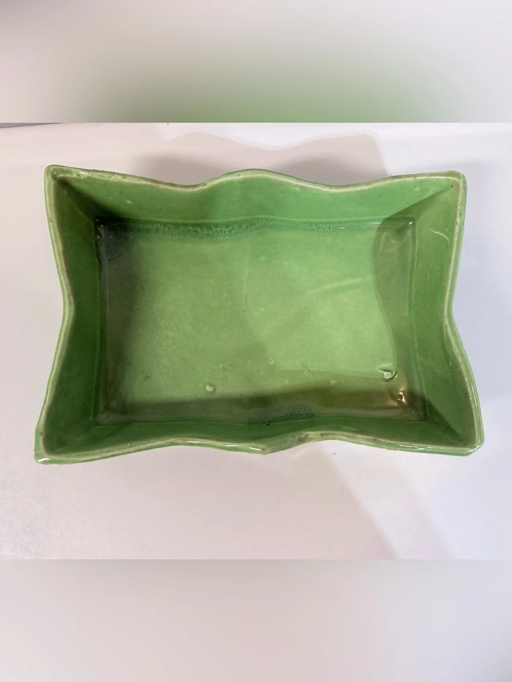 Mccoy Green Ceramic Pottery planter Tray